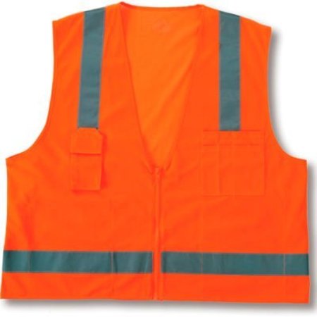 ERGODYNE GloWear 8249Z Class 2 Economy Surveyors Vest, Orange, S/M 24013